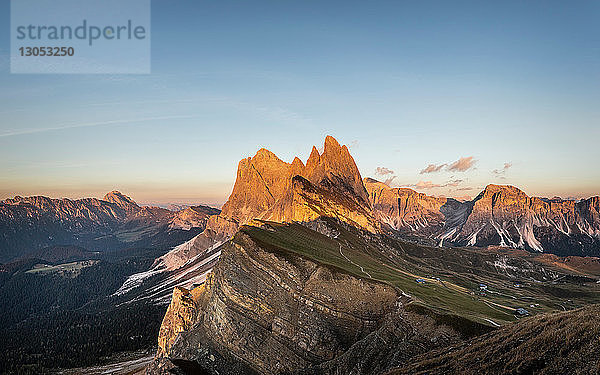 Blick in die Geislergruppe  Santa Cristina in Gröden  Dolomiten  Trentino-Südtirol  Italien