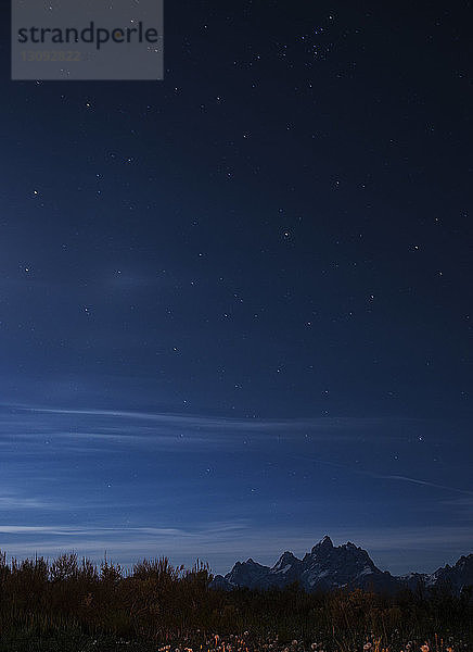 Silhouettenlandschaft gegen Sternenfeld bei Nacht