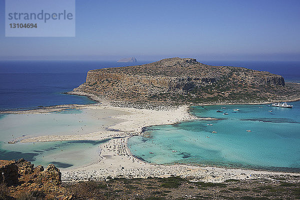 Panoramablick auf den Strand von Balos  Kreta  Griechenland