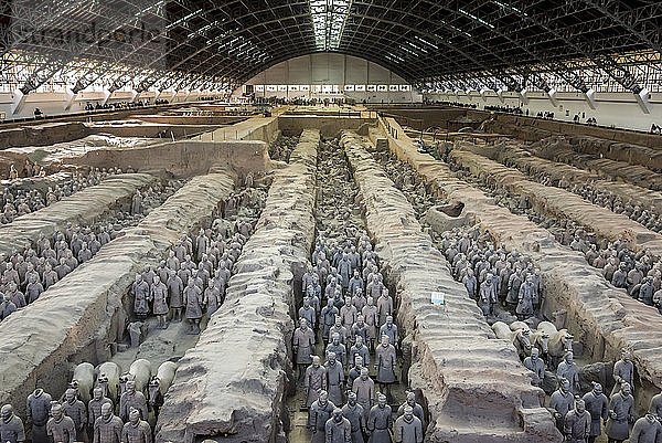 Terrakotta-Armee  eine Sammlung von Terrakotta-Skulpturen  die die Armeen von Qin Shi Huang darstellen; Xian  Provinz Shaanxi  China
