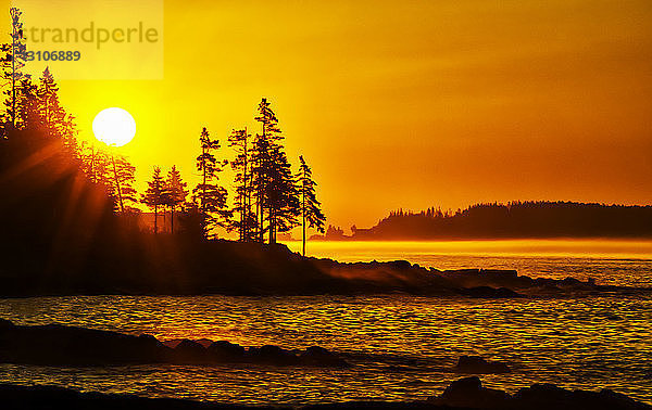 Heller Sonnenaufgang entlang der Küste von Port Clyde; Cushing  Maine  Vereinigte Staaten von Amerika