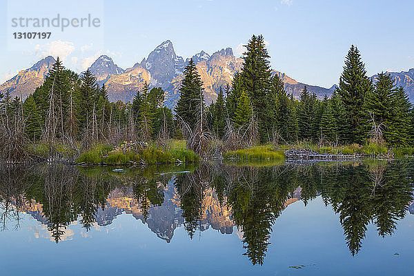 Teton Range von Schwabache Landing  Grand Teton National Park; Wyoming  Vereinigte Staaten von Amerika