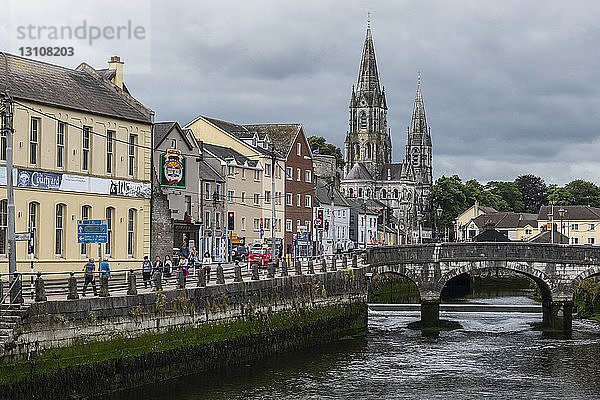 Die Stadt Cork und der Fluss Lee mit der Saint Fin Barre's Cathedral im Hintergrund; Cork  Grafschaft Cork  Irland