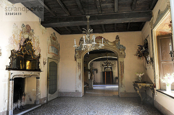 Italien  Lombardei  Olgiate Molgora  Villa Sommi Picenardi im Barocchetto Lombardo-Stil des 17. Jahrhunderts mit englischem Garten und italienischem Stil