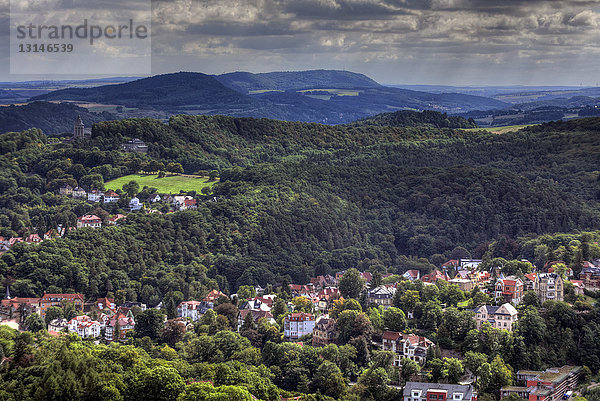 Blick von der Wartburg  Eisenach  Thüringen  Deutschland  Europa