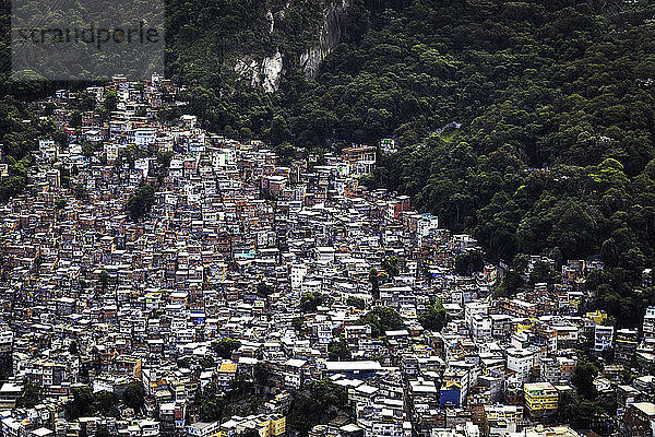 Blick auf Rocinha vom Pedra dois Irmaos  Rio de Janeiro  Brasilien