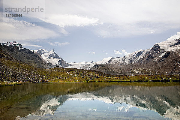 Alpine Landschaft  See  Gletscher  Hütte