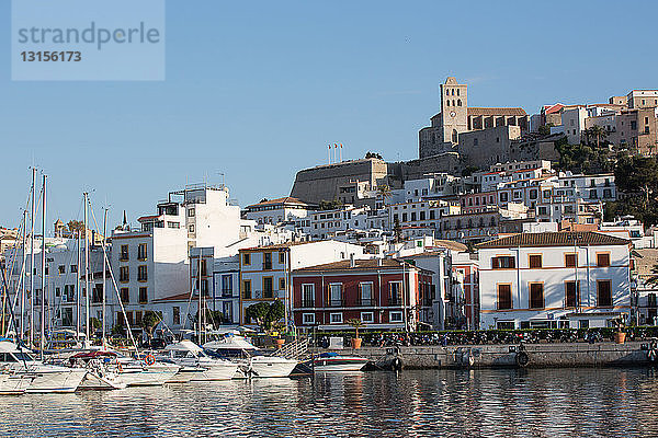 Blick auf den Hafen der Altstadt  Ibiza  Spanien