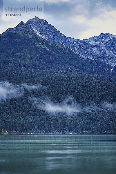 Nebel über einem Bergsee  Haines  Alaska  USA