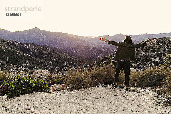 Rückansicht eines jungen Mannes mit Blick auf die Landschaft  Los Angeles  Kalifornien  USA