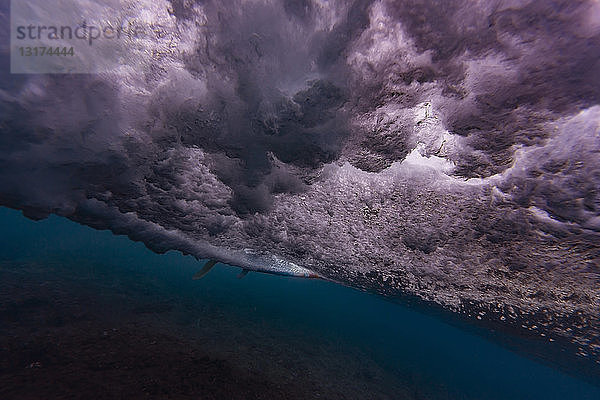 Malediven  Unterwasser-Ansicht der Welle  Surfbrett  Unterwasseraufnahme