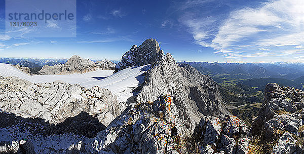 Österreich  Steiermark  Salzkammergut  Dachsteinmassiv  Blick auf Dirndl  Gjaidstein  Hallstätter Gletscher