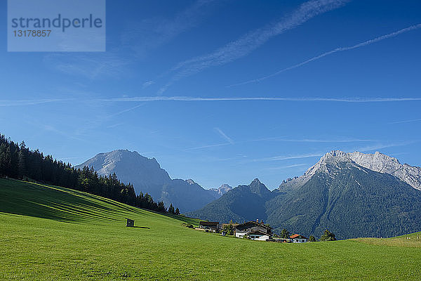 Deutschland  Bayern  Berchtesgadener Land  Berchtesgadener Alpen  Hochschwarzeck bei Ramsau  Watzmann und Hochkalter im Hintergrund