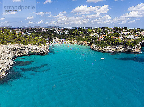 Spanien  Balearen  Mallorca  Porto Cristo Novo  Luftaufnahme von Cala Mendia  Naturhafen
