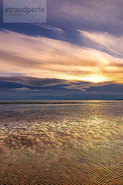 Großbritannien  Schottland  Solway Firth  Wattenmeer  Sonnenuntergang
