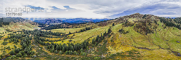 Deutschland  Bayern  Oberallgäu  Allgäuer Alpen  Luftaufnahme Riedberg Horn  Panorama