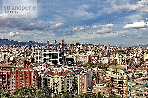 Blick vom Montjuic  Barcelona  Provinz Barcelona  Katalonien  Spanien  Europa