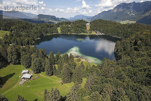 Freibergsee  Blick von der Heini-Klopfer-Schanze  Oberstdorf  OberallgÃ¤u  AllgÃ¤u  Bayern  Deutschland  Europa