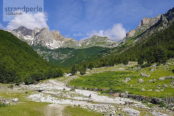 Wanderin im Kukaj-Tal  Valbona-Nationalpark  Albanische Alpen  Prokletije  Qar Kukes  Albanien  Europa