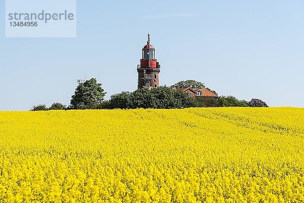 Rapsfeld mit Leuchtturm Bastorf  Mecklenburg Vorpommern  Deutschland  Europa