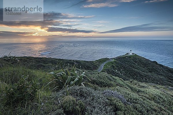 Leuchtturm am Cape Reinga  bei Abendstimmung  Northland  Nordinsel  Neuseeland  Ozeanien