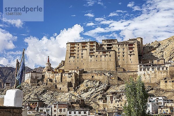 Palast und Gompa mit Blick auf Leh  Ladakh  Jammu und Kaschmir  Indien  Asien
