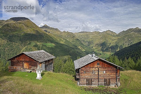 Karmelisenalm mit Gedenksäule an den Ersten Weltkrieg  Villgratental  Osttirol  Österreich  Europa