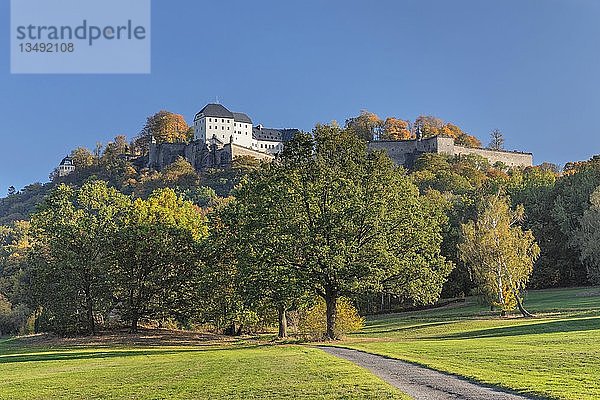 Festung Königstein  Elbsandsteingebirge  Sächsische Schweiz  Sachsen  Deutschland  Europa