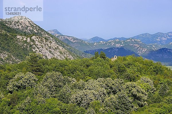 Berglandschaft zwischen Rijeka Crnojevica und Cetinje  Montenegro  Europa