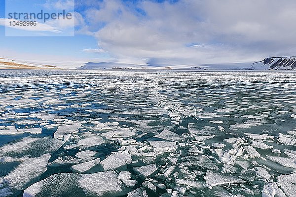Palanderbukta-Bucht  Packeismuster  Gustav-Adolf-Land  Nordaustlandet  Svalbard-Archipel  Norwegen  Europa