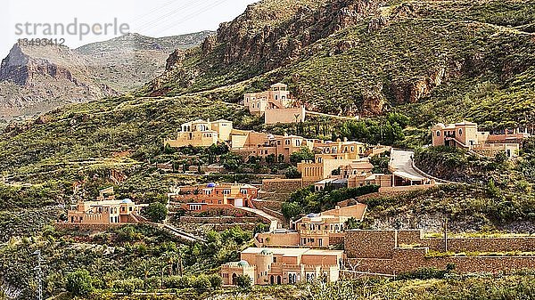 Blick auf das Dorf Cortijo Cabrera  Sierra Cabrera  Almeria  Andalusien  Südspanien  Spanien  Europa