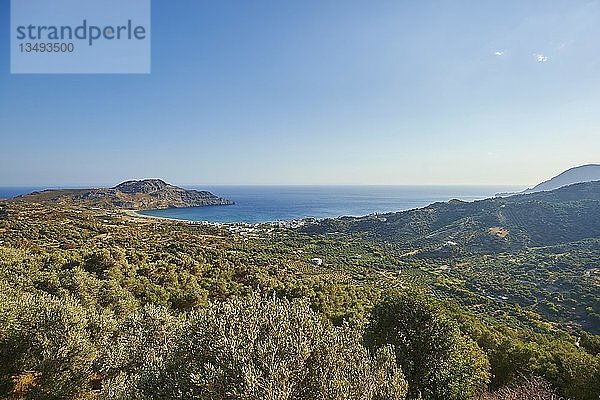 Küste mit Plantagen mit Olivenbäumen  Plakias  Kreta  Griechenland  Europa