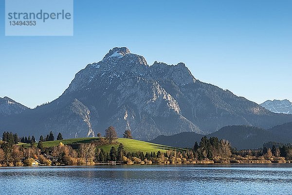 Saeuling  2047m  Ammergauer Alpen  am vorderen Hopfensee bei Füssen  Region Ostallgäu  Allgäu  Bayern  Deutschland  Europa