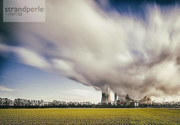 Dampfwolken  Braunkohlenkraftwerk NiederauÃŸem  Nordrhein-Westfalen  Deutschland  Europa