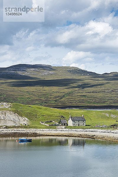 Fischerdorf an den Ufern des Loch Eriboll  Heilam  Nördliche Highlands  Schottland  Vereinigtes Königreich  Europa