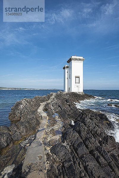 Leuchtturm in Port Ellen auf der Landzunge Carraig Fhada  Isle of Islay  Innere Hebriden  Schottland  Vereinigtes Königreich  Europa
