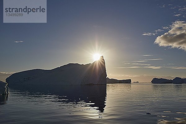 Eisberg bei Saqqua  Silhouette im Gegenlicht der Abendsonne  Avannaata Kommunia  Grönland  Nordamerika