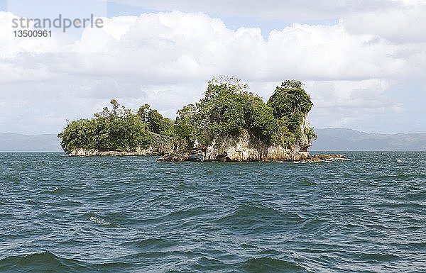Cayo oder Felseninsel  Nationalpark Los Haitises  Provinz Samaná  Dominikanische Republik  Mittelamerika