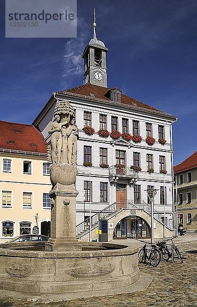 Rathaus auf dem Marktplatz Altmarkt  Bischofswerda  Landkreis Bautzen  Sachsen  Deutschland  Europa