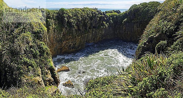 Pancake Rocks  natürliche Meerwasserbecken  Paparoa National Park  Westküste  Südinsel  Neuseeland  Ozeanien