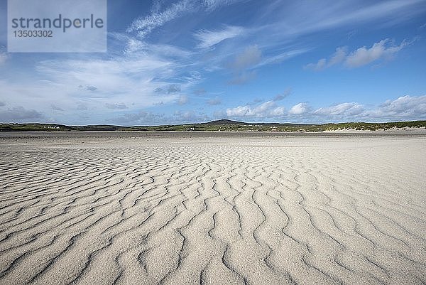 Wellenmuster im Sand  Strand von Uig  Äußere Hebriden  Isle of Harris  Schottland  Vereinigtes Königreich  Europa