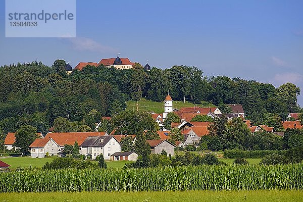 Kronburg mit Schloss Kronburg  Unterallgäu  Allgäu  Schwaben  Bayern  Deutschland  Europa