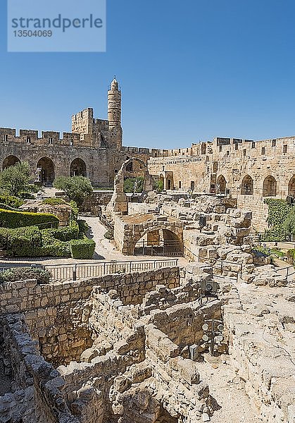 Ruinen einer Zitadelle  Davids Zitadelle  Davids Turm  Alte Stadtmauer  Jerusalem  Israel  Asien