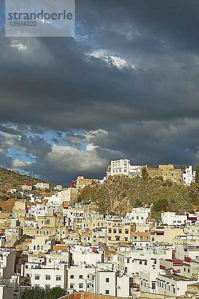 Wallfahrtsort Moulay Idris auf dem Zerhoun-Massiv  Provinz Meknes  Marokko  Afrika