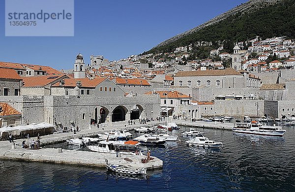 Alter Hafen  Dubrovnik  Blick von der Stadtmauer  Dubrovnik  Kroatien  Europa