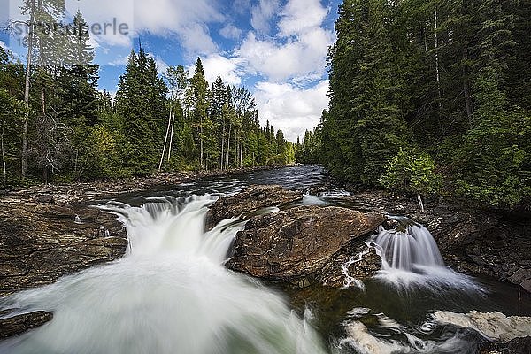 Wild River mit Wasserfall  in der Nähe der Dawson Falls  Wells Gray Provincial Park  British Columbia  Kanada  Nordamerika