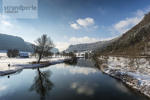 Donau im winterlichen Oberen Donautal  Hausen im Tal  Donautal  Baden-WÃ¼rttemberg  Deutschland  Europa