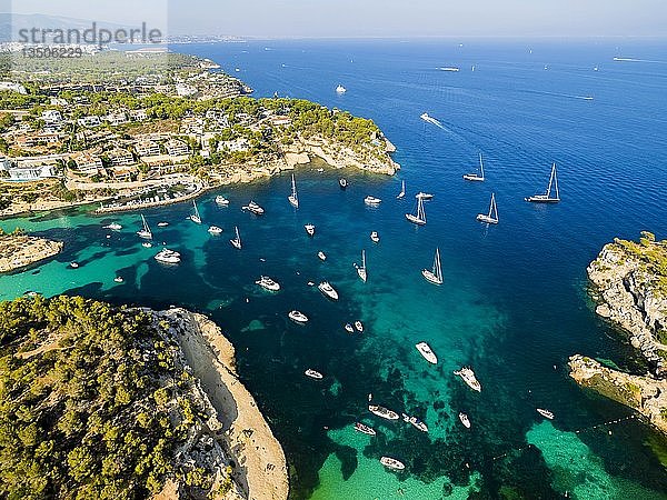 Luftaufnahme  Yachten in Portals Vells  Mallorca  Balearen  Spanien  Europa