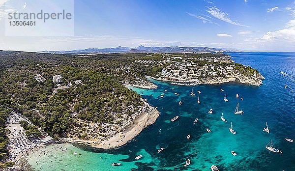 Drohnenaufnahme  Blick über die Fünf-Finger-Bucht von Portals Vells  Mallorca  Balearische Inseln  Spanien  Europa