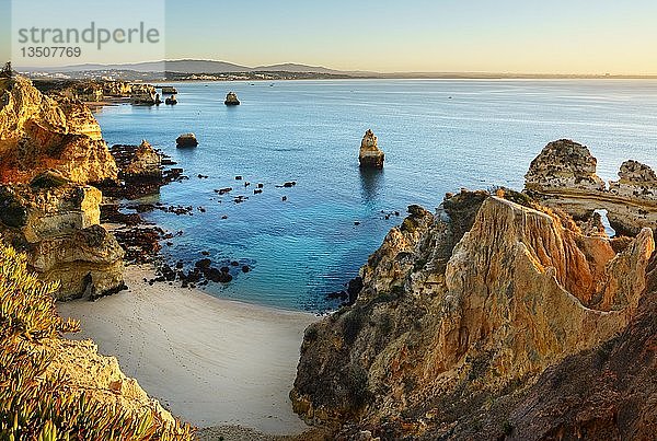 Strand und Felsenküste Praia do Camilo  Morgenstimmung  Lagos  Algarve  Portugal  Europa